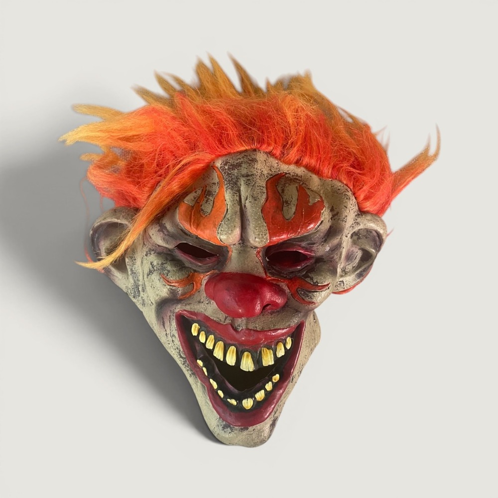 Scary Killer Clown Halloween Mask Adult Orange Hair Evil Creepy Horror Cosplay